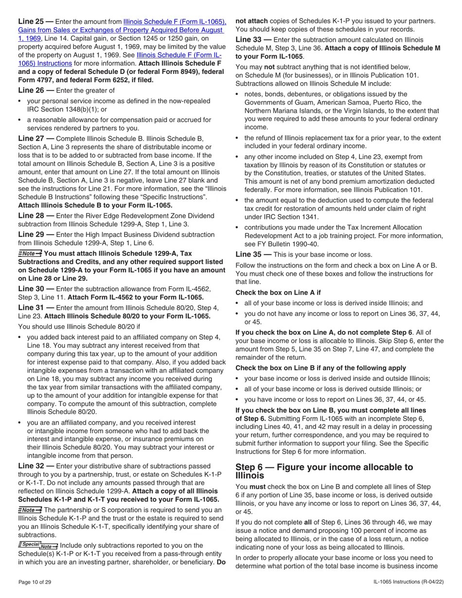 Download Instructions for Form IL1065 Partnership Replacement Tax(07)
