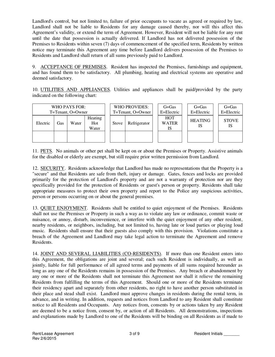 City of San Diego, California Agreement to Rent or Lease Fill Out