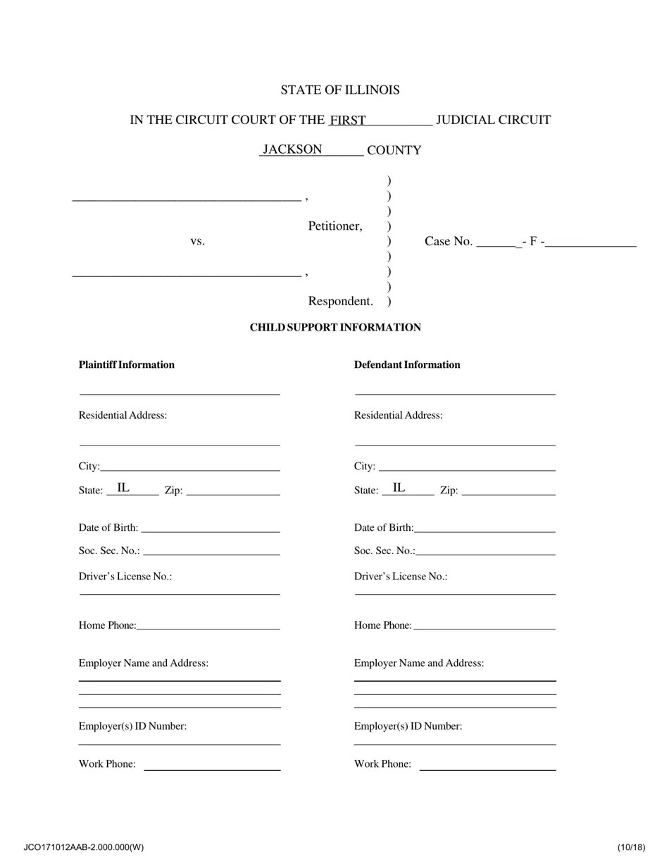 Jackson County, Illinois Child Support Information Fill Out, Sign