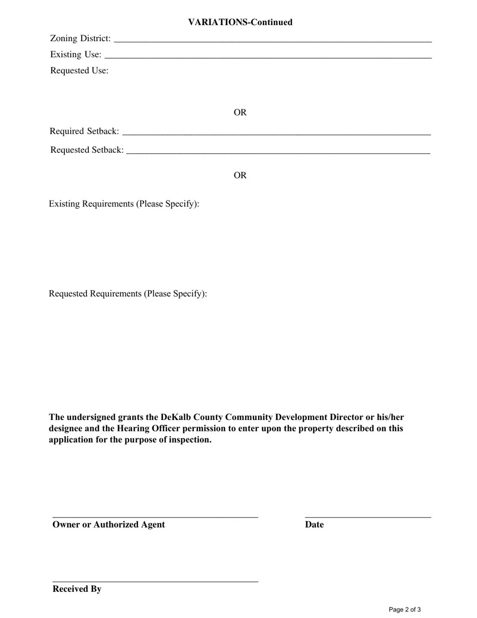 DeKalb County, Illinois Application for Zoning Actions Fill Out, Sign