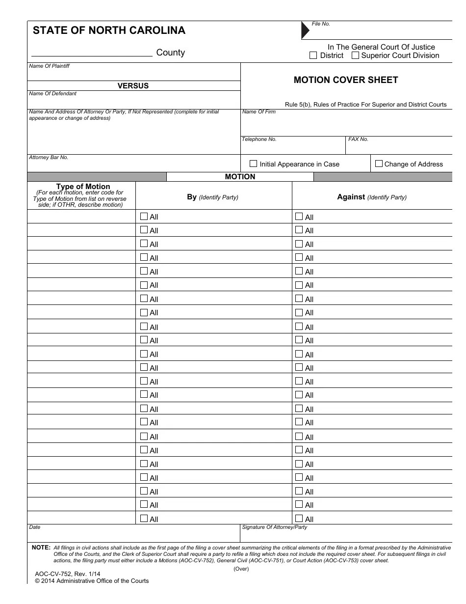 Form AOCCV752 Fill Out, Sign Online and Download Fillable PDF(07)