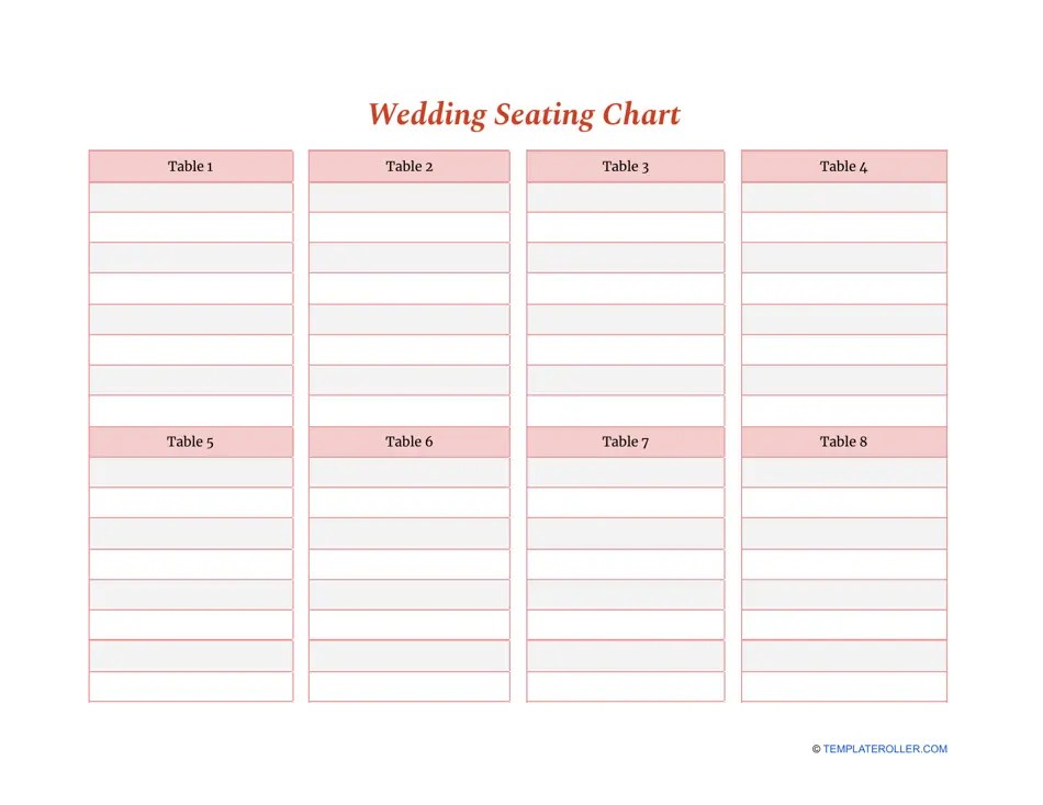 Wedding Seating Chart Template Download Printable PDF | Templateroller