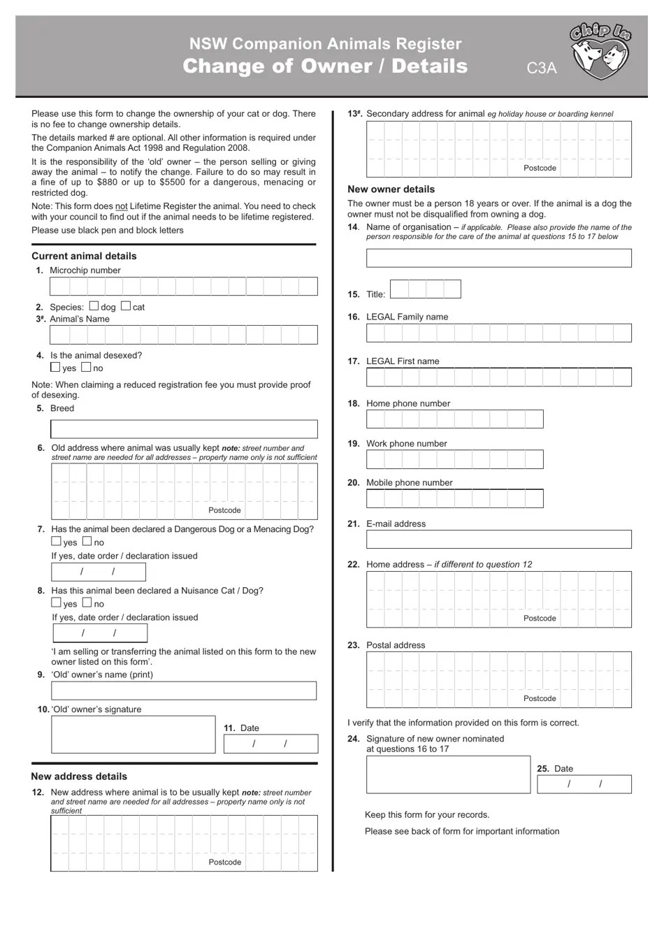 Form C3A Fill Out, Sign Online and Download Printable PDF, New South