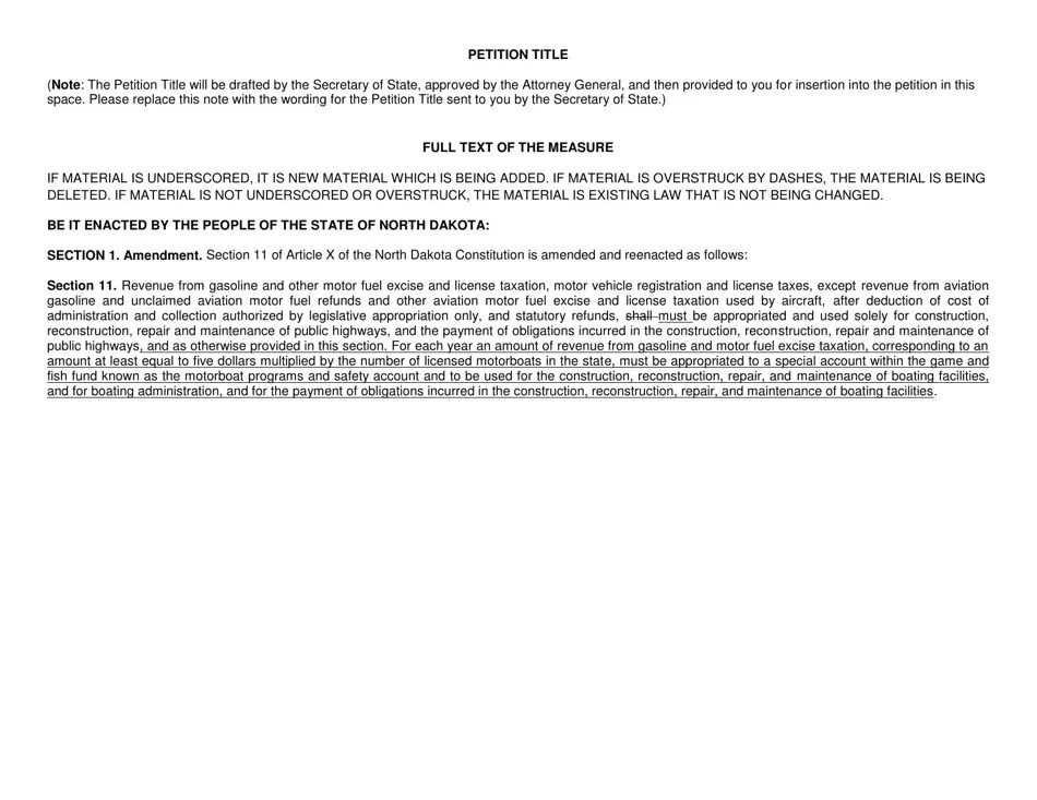 North Dakota Initiative Petition Fill Out, Sign Online and Download