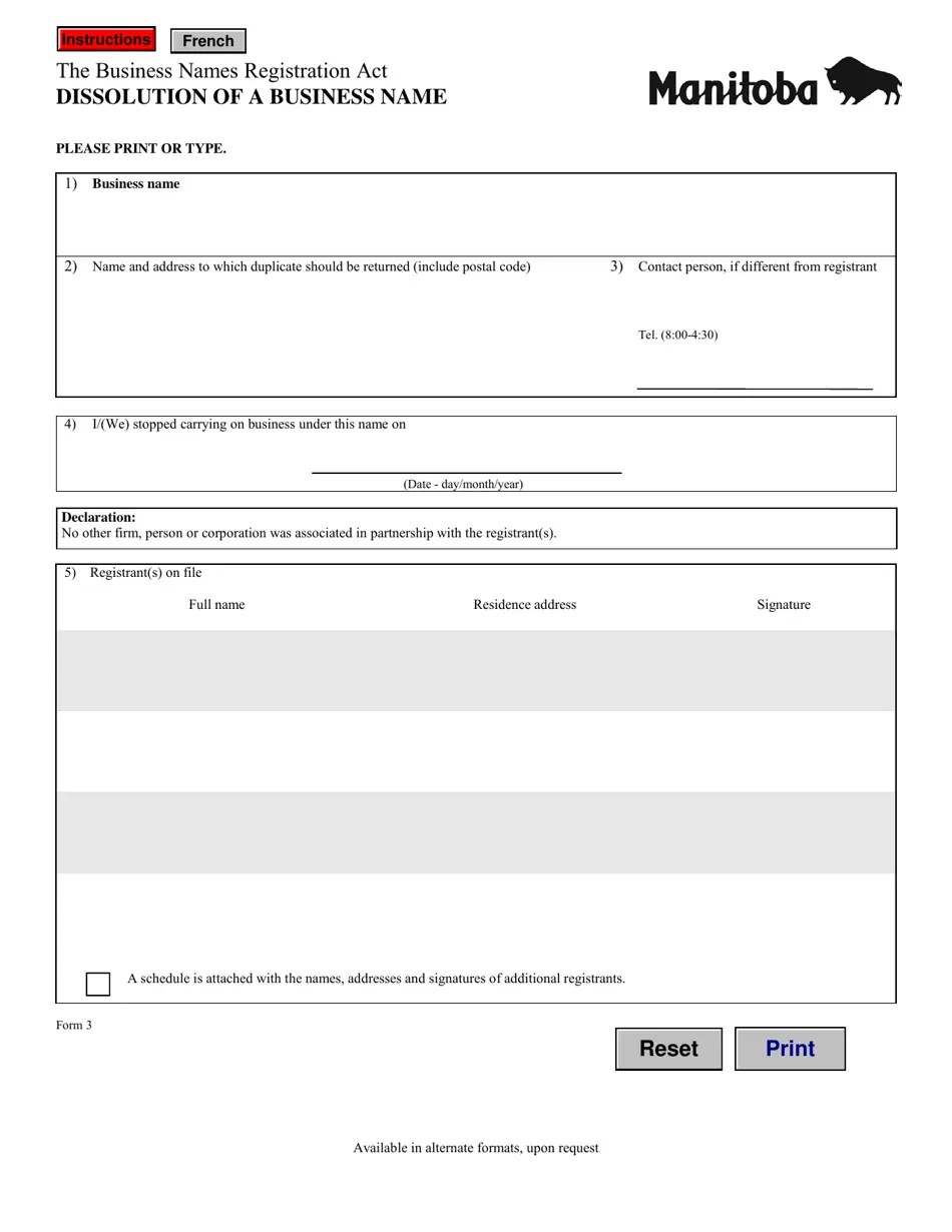 Form 3 Fill Out, Sign Online and Download Fillable PDF, Manitoba