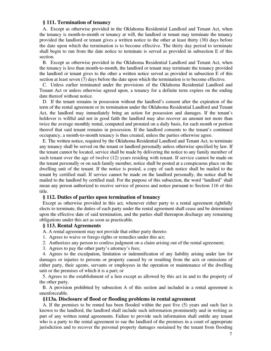 Oklahoma Nonresidential/Residential Landlord and Tenant Acts Fill