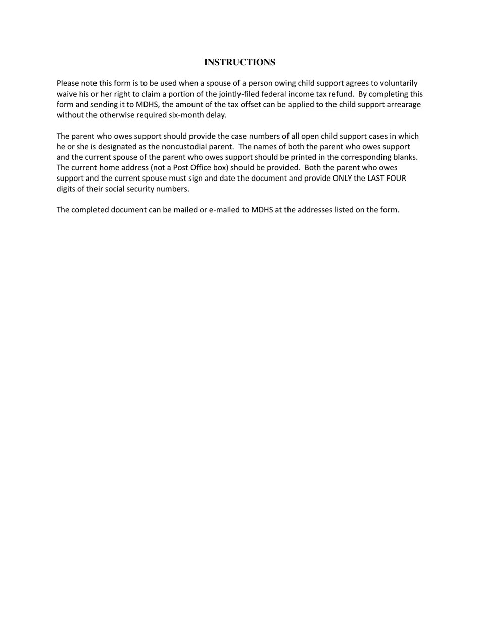 Mississippi Request to Release IRS Joint Tax Refund (Injured Spouse Waiver) Fill Out, Sign