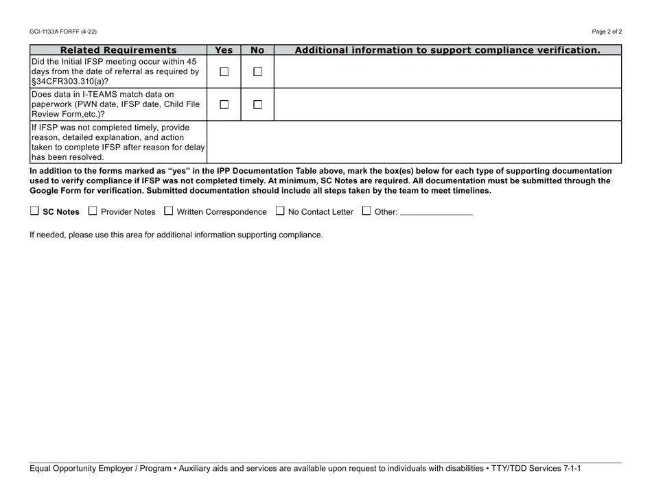 Form GCI1133A Fill Out, Sign Online and Download Fillable PDF
