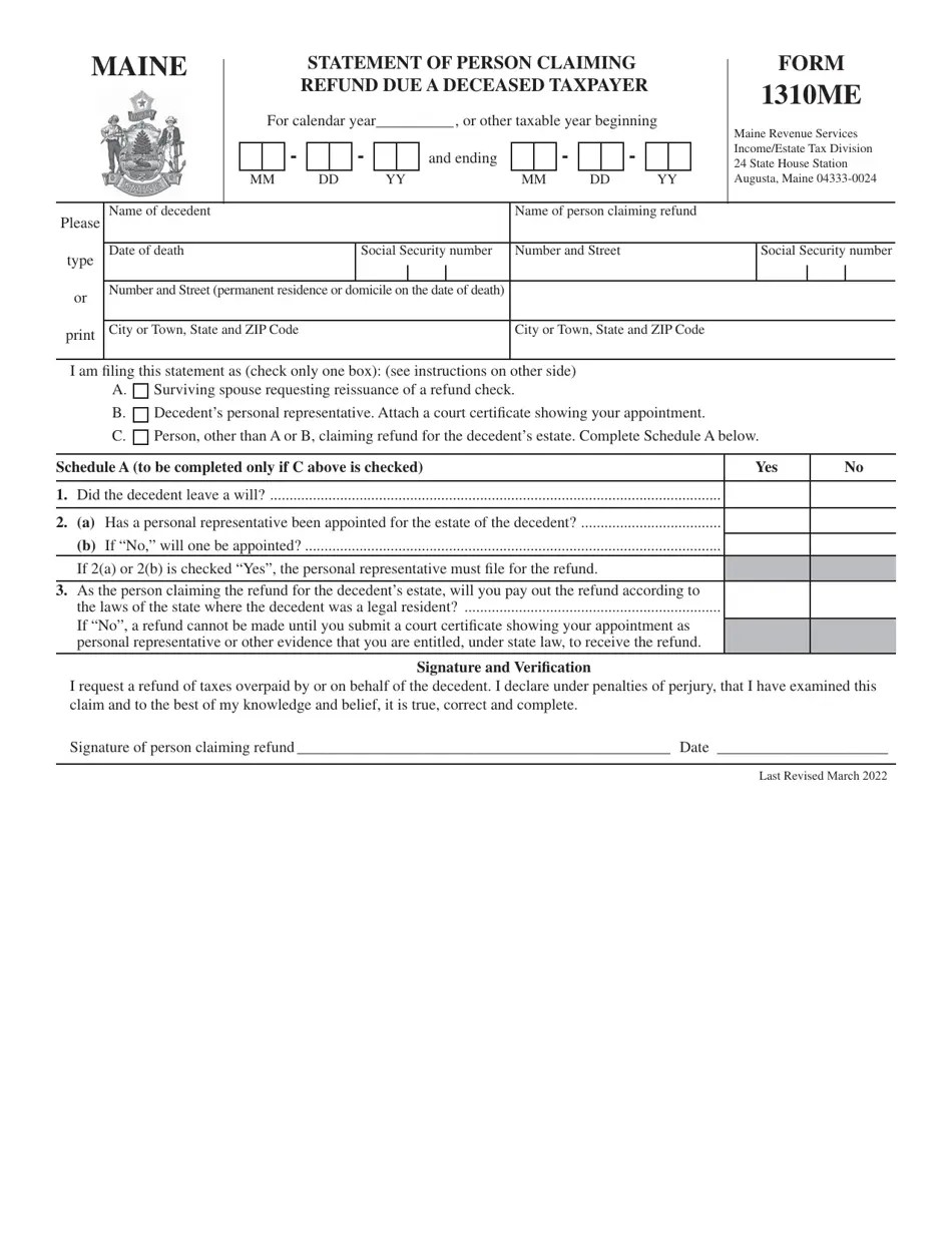 Form 1310ME Download Printable PDF or Fill Online Statement of Person