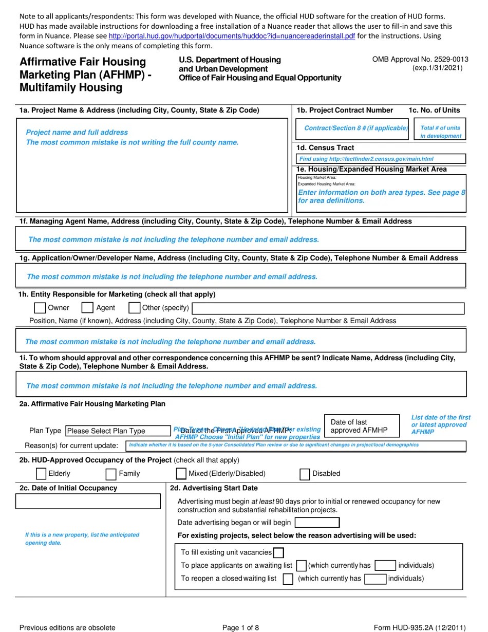 Download Instructions for Form HUD935.2A Affirmative Fair Housing