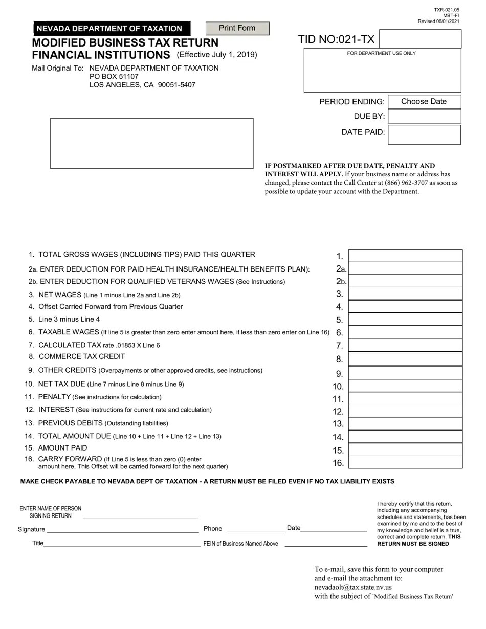 Form TXR021.05 Download Fillable PDF or Fill Online Modified Business