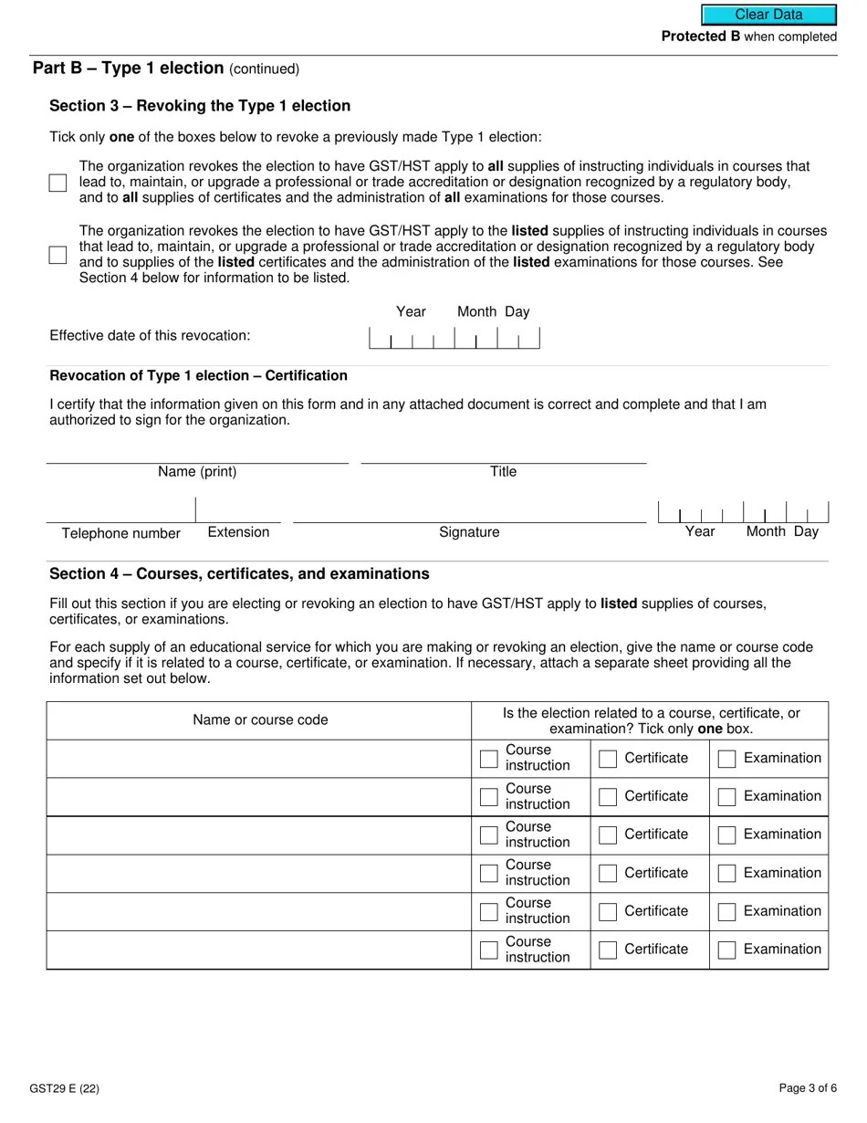 Form GST29 Download Fillable PDF or Fill Online Educational Services