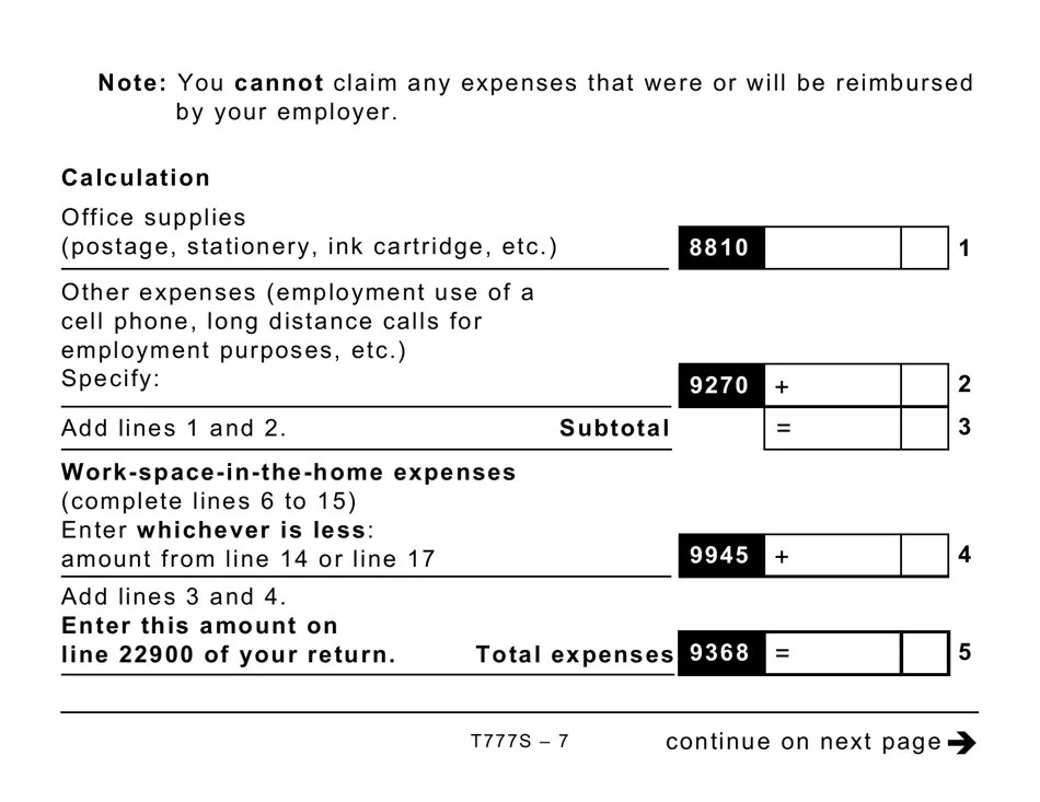 Form T777S Fill Out, Sign Online and Download Printable PDF, Canada