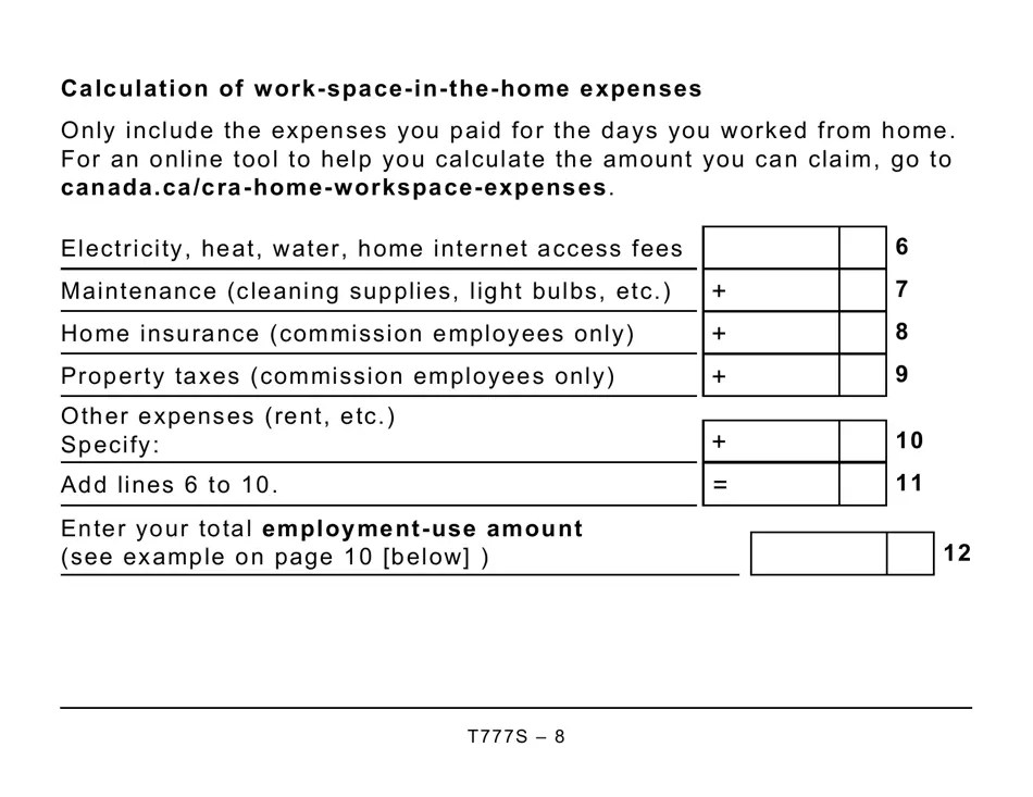 Form T777S Fill Out, Sign Online and Download Printable PDF, Canada