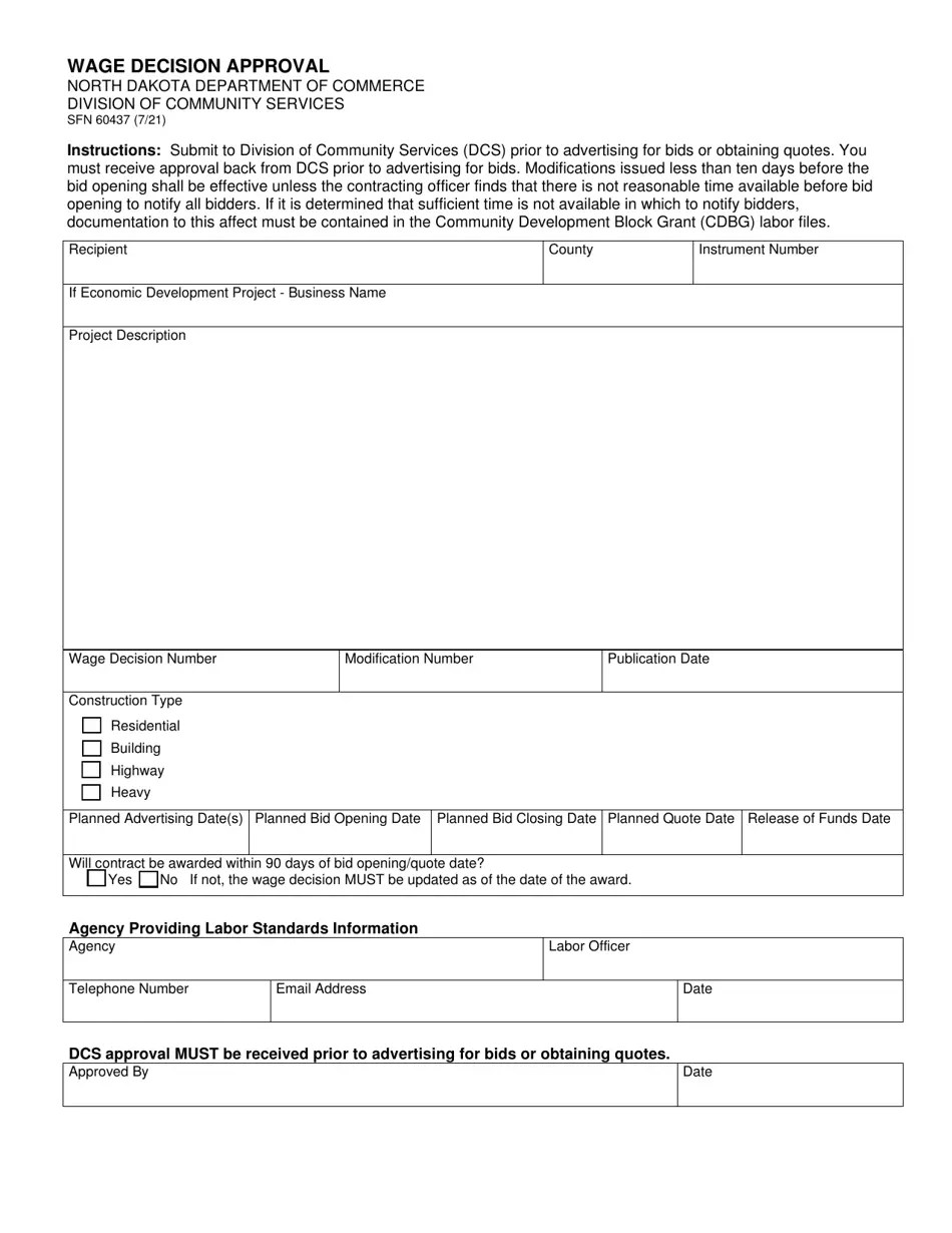 Form SFN60437 Fill Out, Sign Online and Download Fillable PDF, North