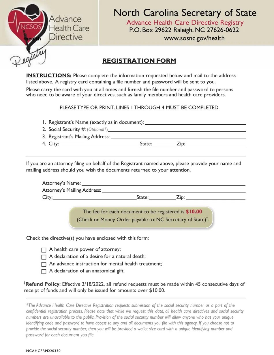 North Carolina Registration Form Fill Out, Sign Online and Download