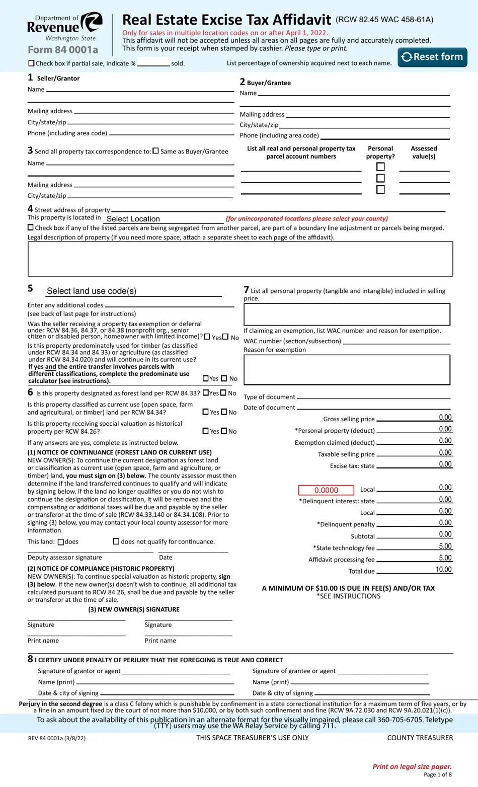 Form REV84 0001A Fill Out, Sign Online and Download Fillable PDF