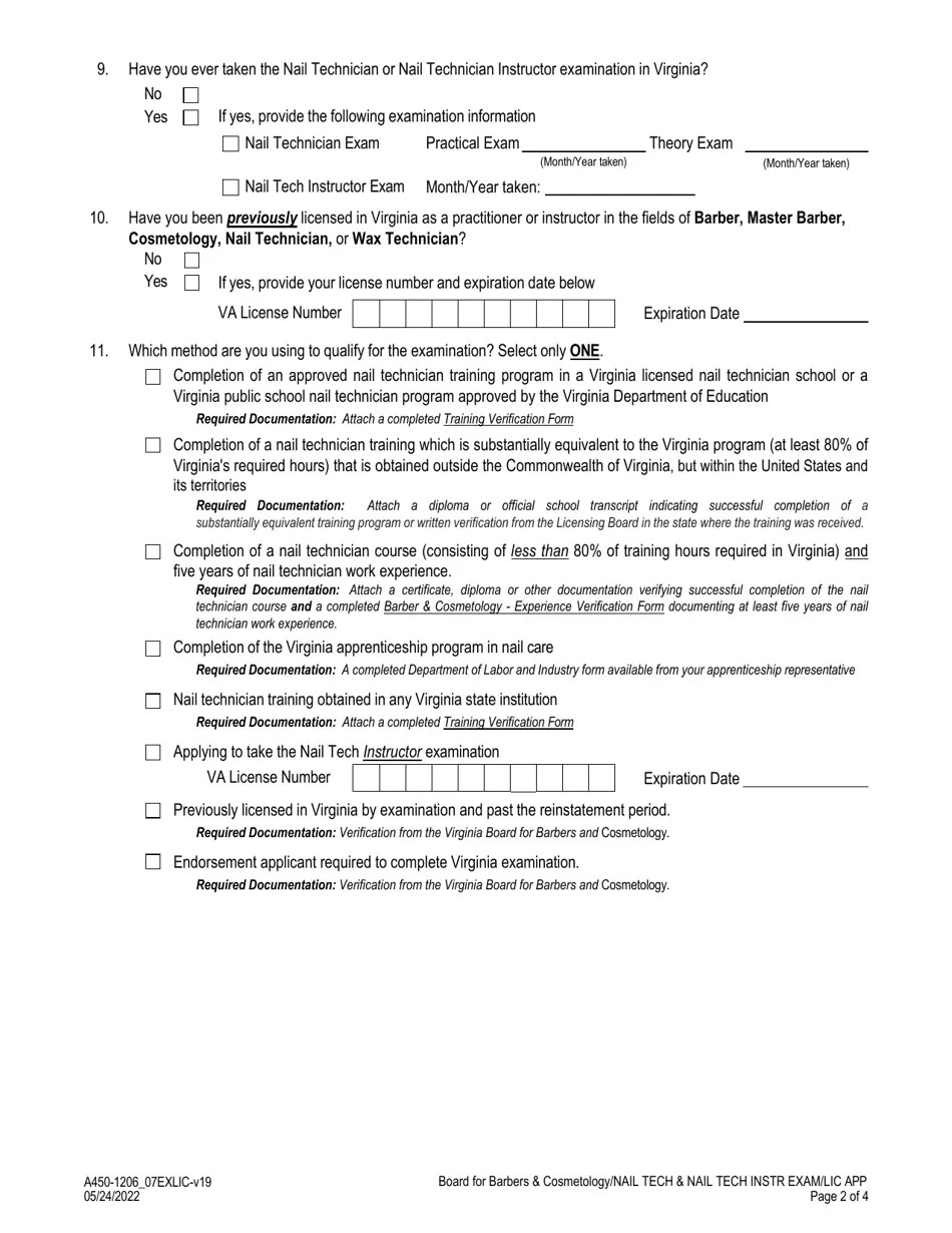 Form A4501206_07EXLIC Download Fillable PDF or Fill Online Nail