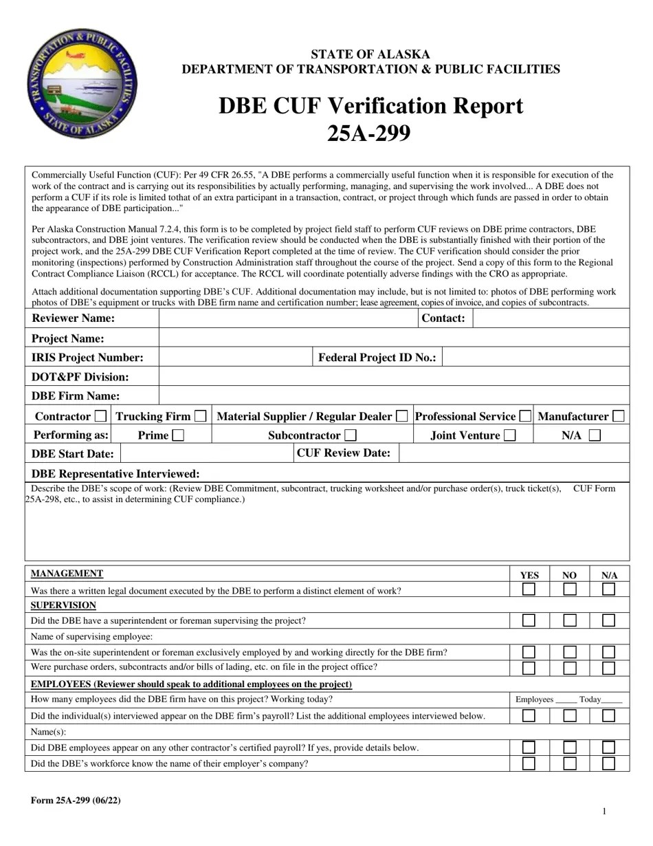 Form 25A299 Fill Out, Sign Online and Download Fillable PDF, Alaska