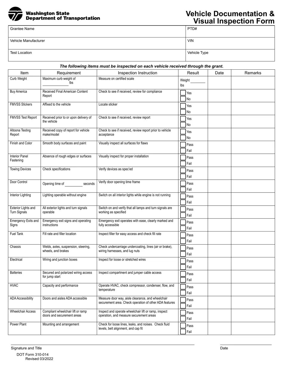 DOT Form 310014 Fill Out, Sign Online and Download Fillable PDF