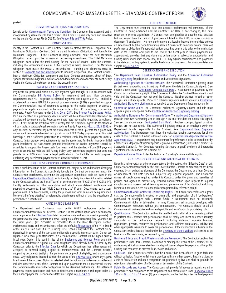 Massachusetts Standard Contract Form Fill Out, Sign Online and Download PDF Templateroller