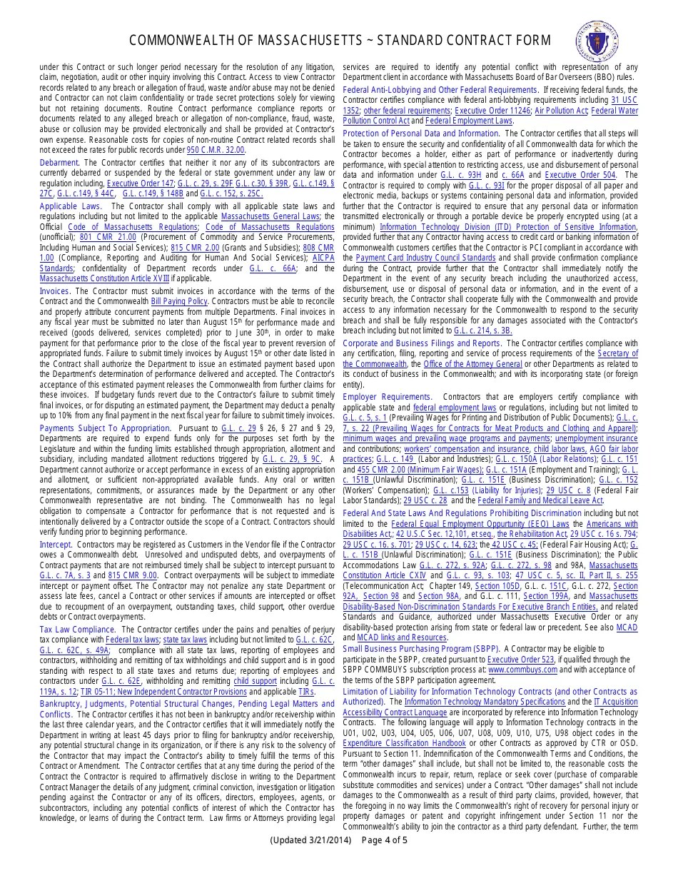 Massachusetts Standard Contract Form Fill Out, Sign Online and Download PDF Templateroller