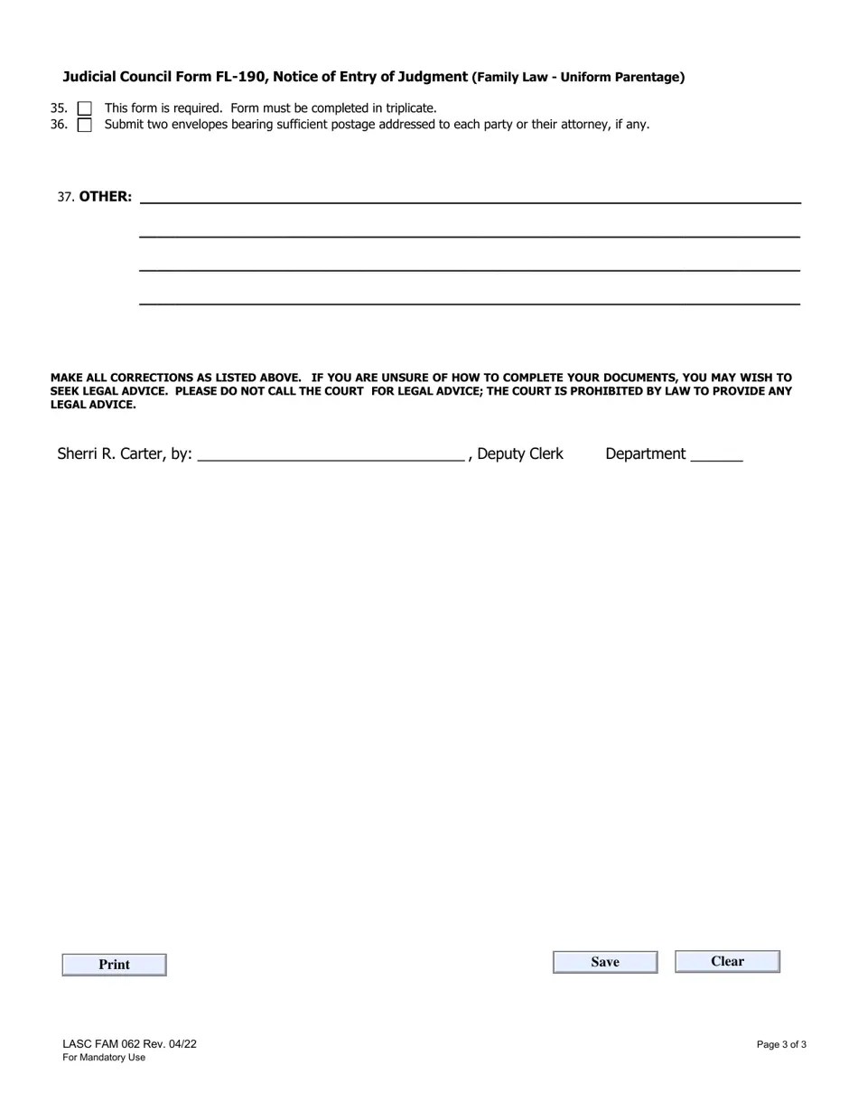 Form FAM062 Fill Out, Sign Online and Download Fillable PDF, County