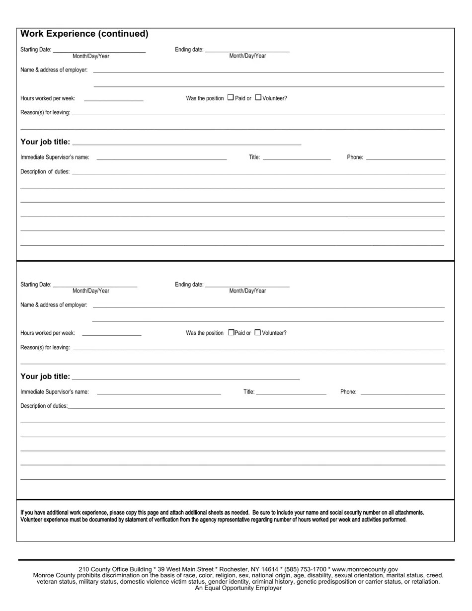 Monroe County, New York Employment/Civil Service Exam Application