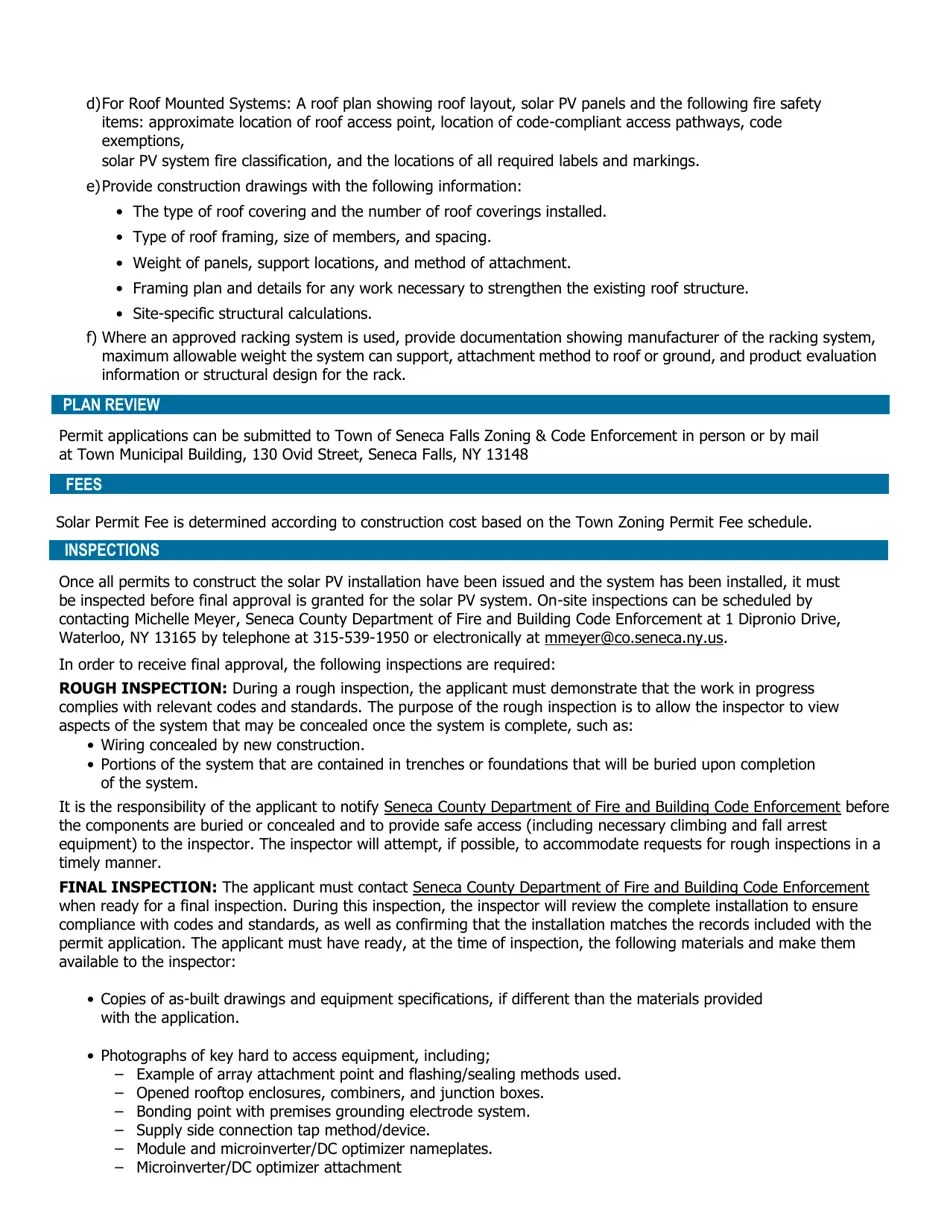 Town of Seneca Falls, New York Ny State Unified Solar Permit