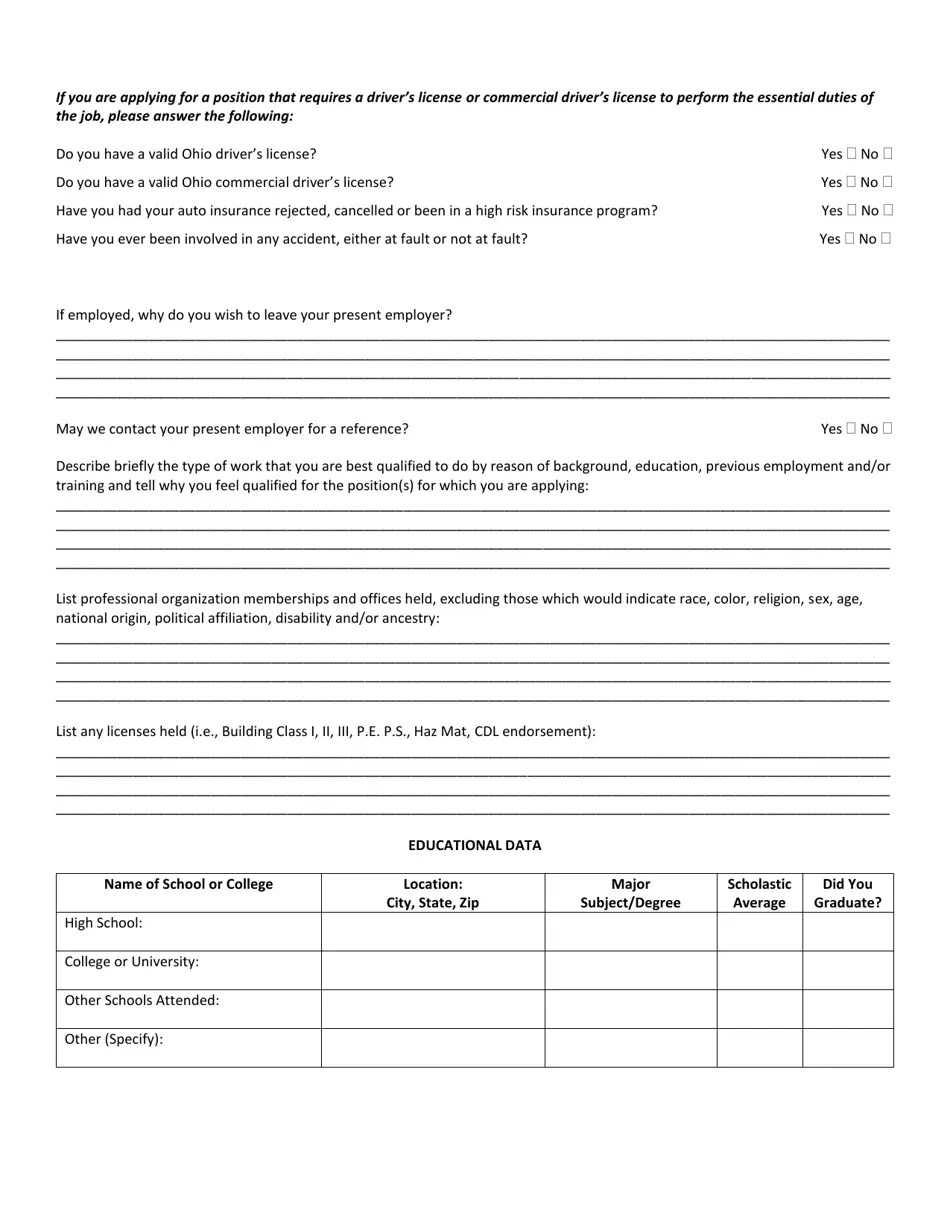 City of Parma, Ohio Application for Employment FullTime Fill Out, Sign Online and Download