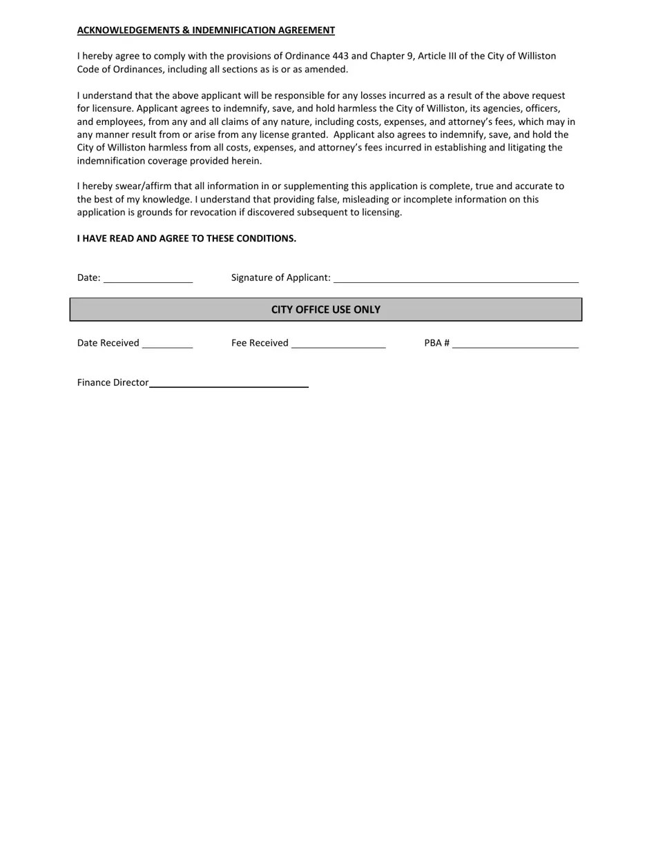 City of Williston, North Dakota Application for Business License
