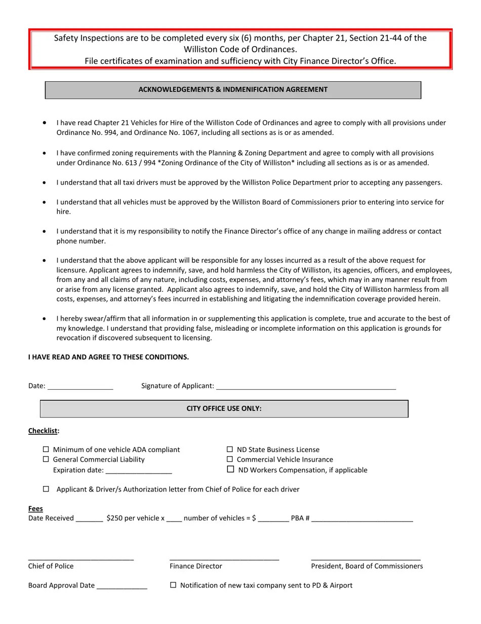 City of Williston, North Dakota Application for Business License