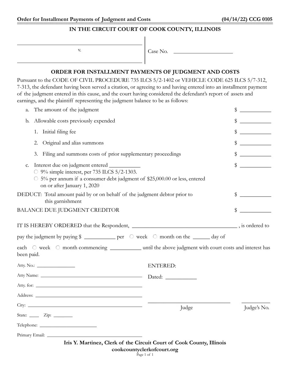 Form CCG0105 Fill Out, Sign Online and Download Fillable PDF, Cook County, Illinois