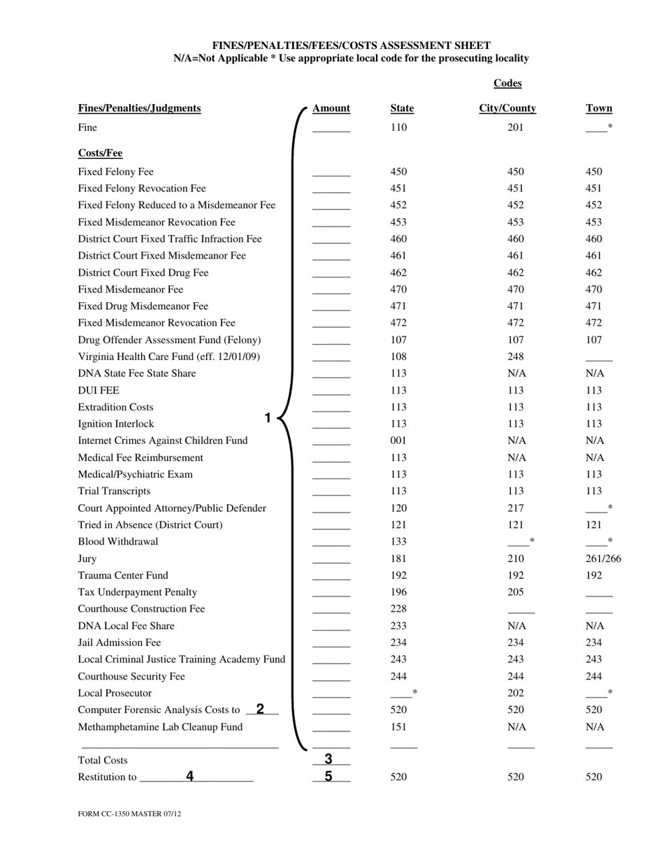 Download Instructions for Form CC1350 Fines/Penalties/Fees/Costs