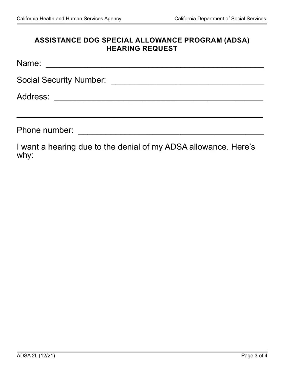 Form ADSA2L Fill Out, Sign Online and Download Fillable PDF