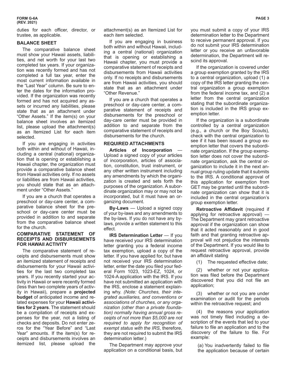 Download Instructions for Form G6 Information Required to File for an