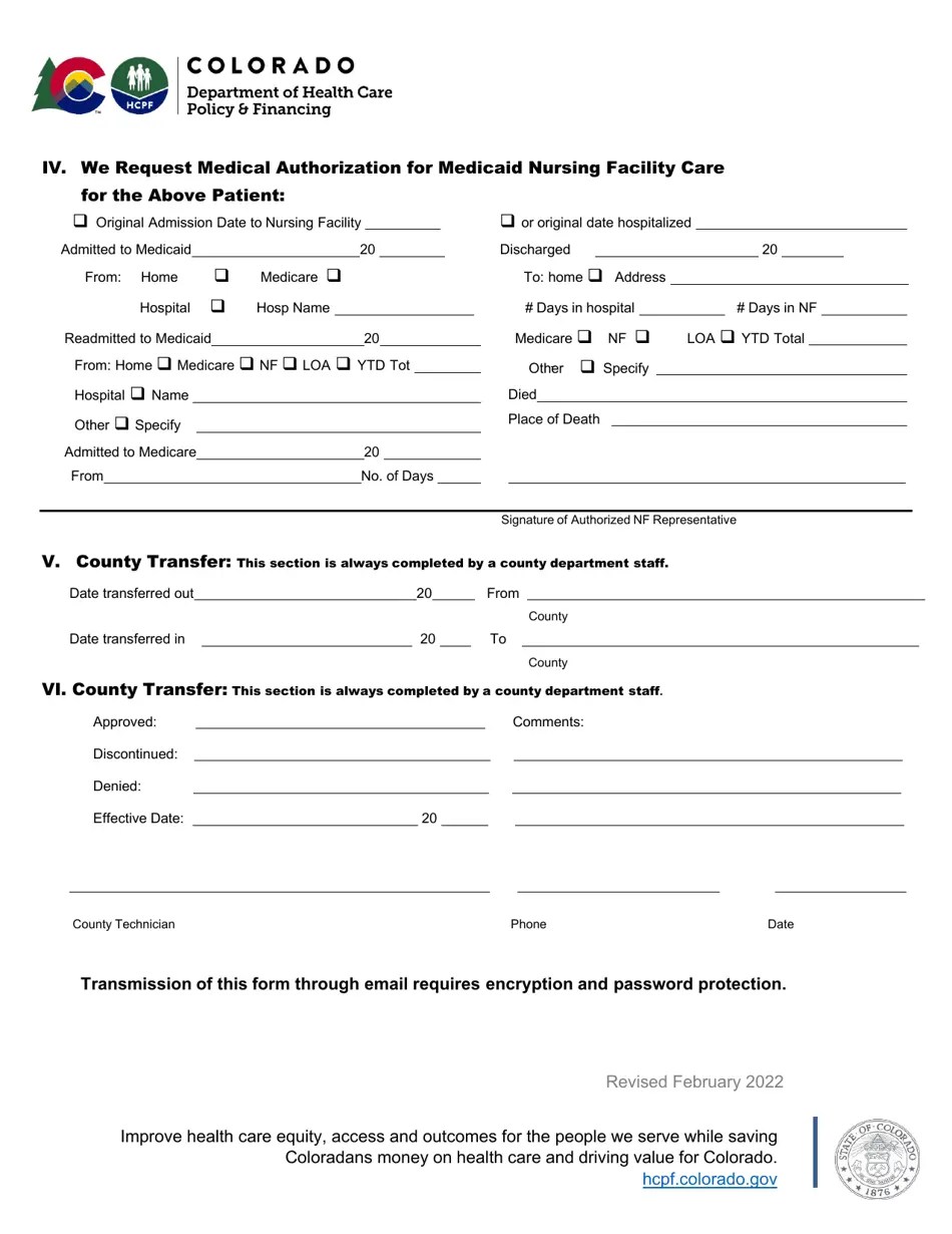 Colorado Status of Nursing Facility Care Fill Out, Sign Online and