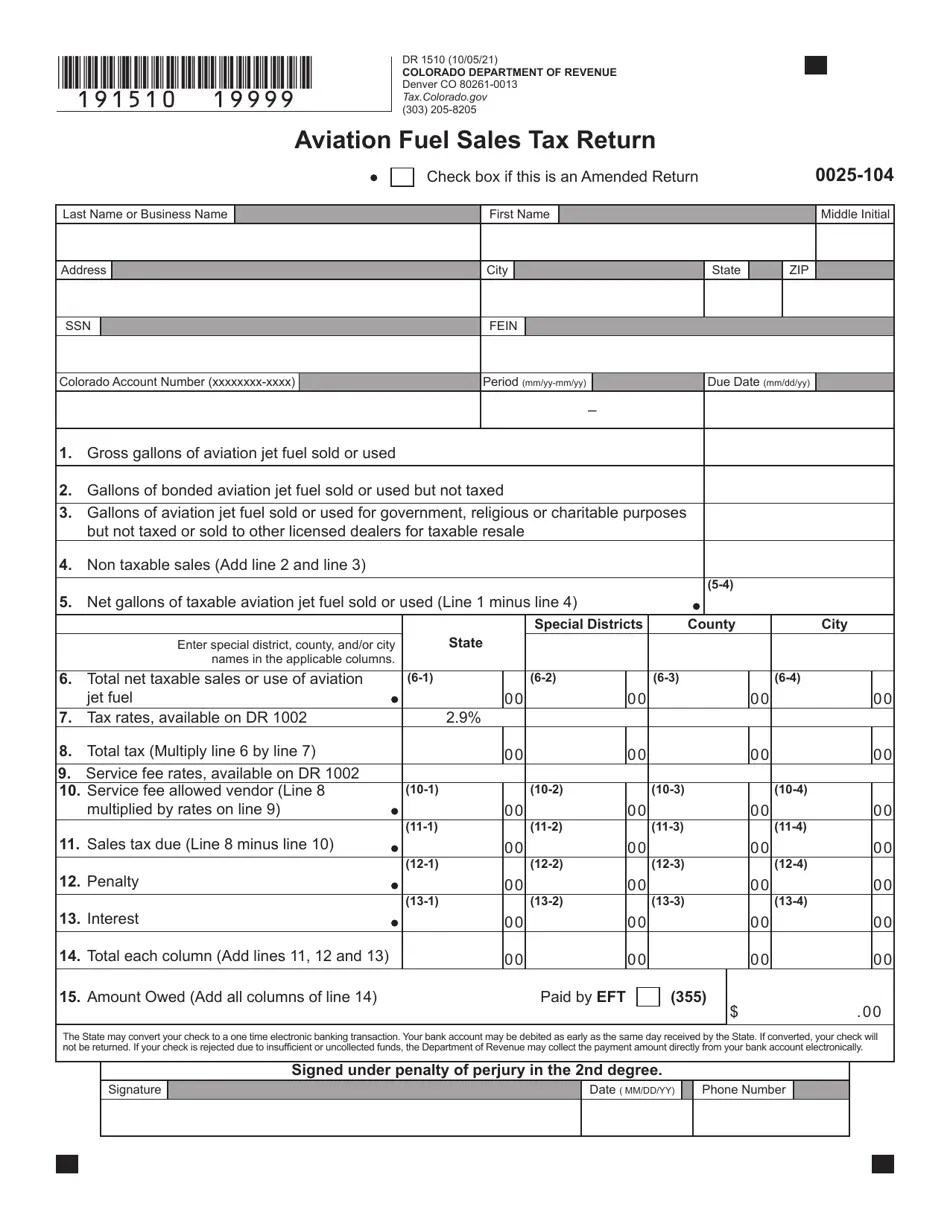 Form DR1510 Fill Out, Sign Online and Download Fillable PDF, Colorado
