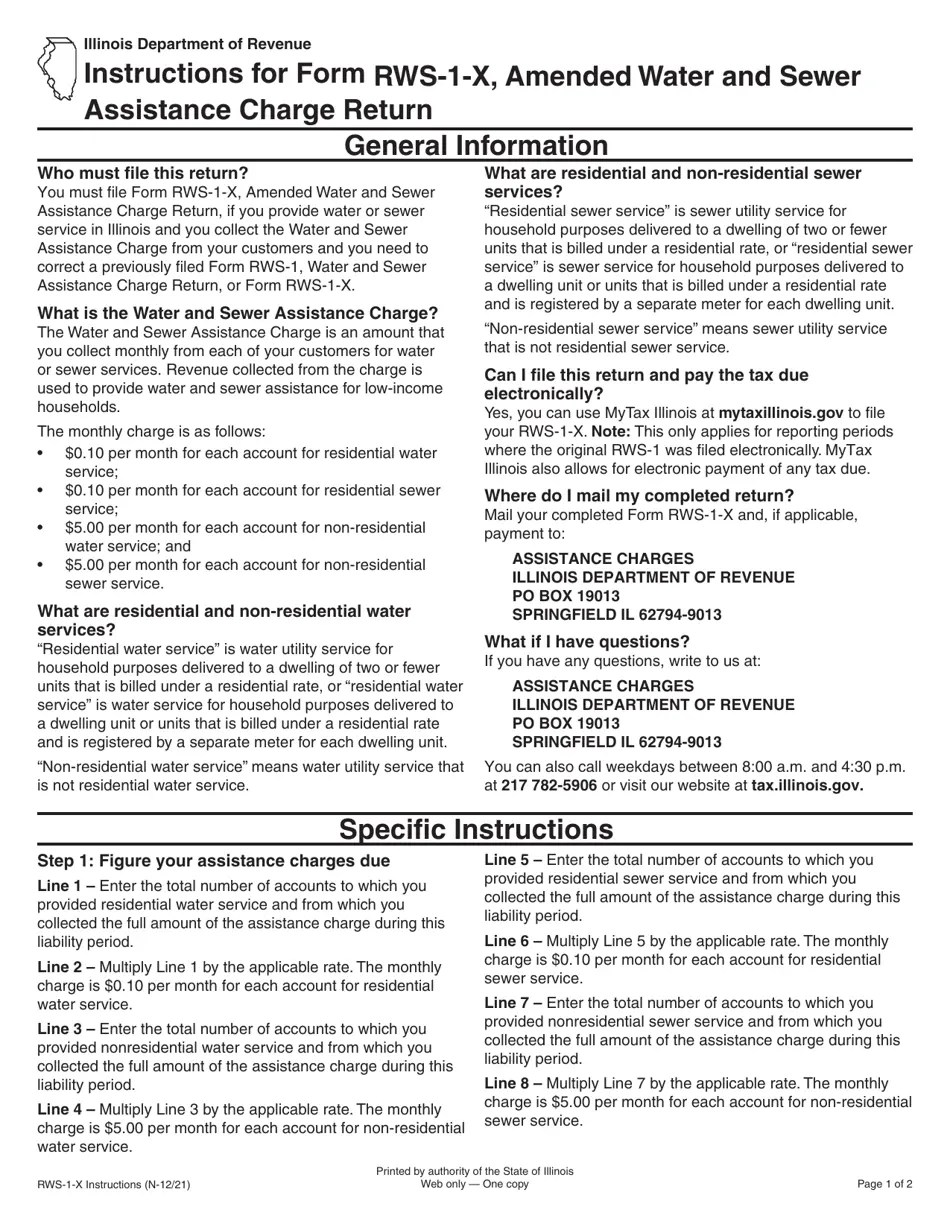 Download Instructions for Form RWS1X Amended Water and Sewer