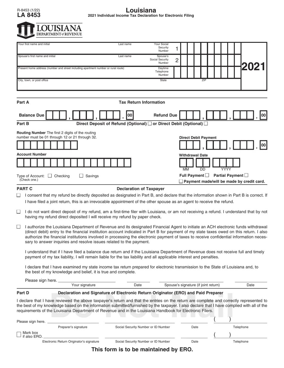 Form R8453 Download Fillable PDF or Fill Online Louisiana Individual
