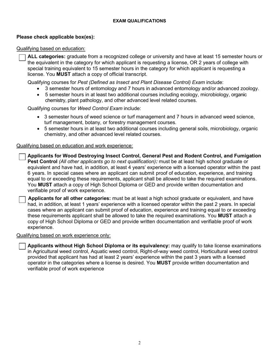 Mississippi License Exam Application Pest and Weed Control Fill Out