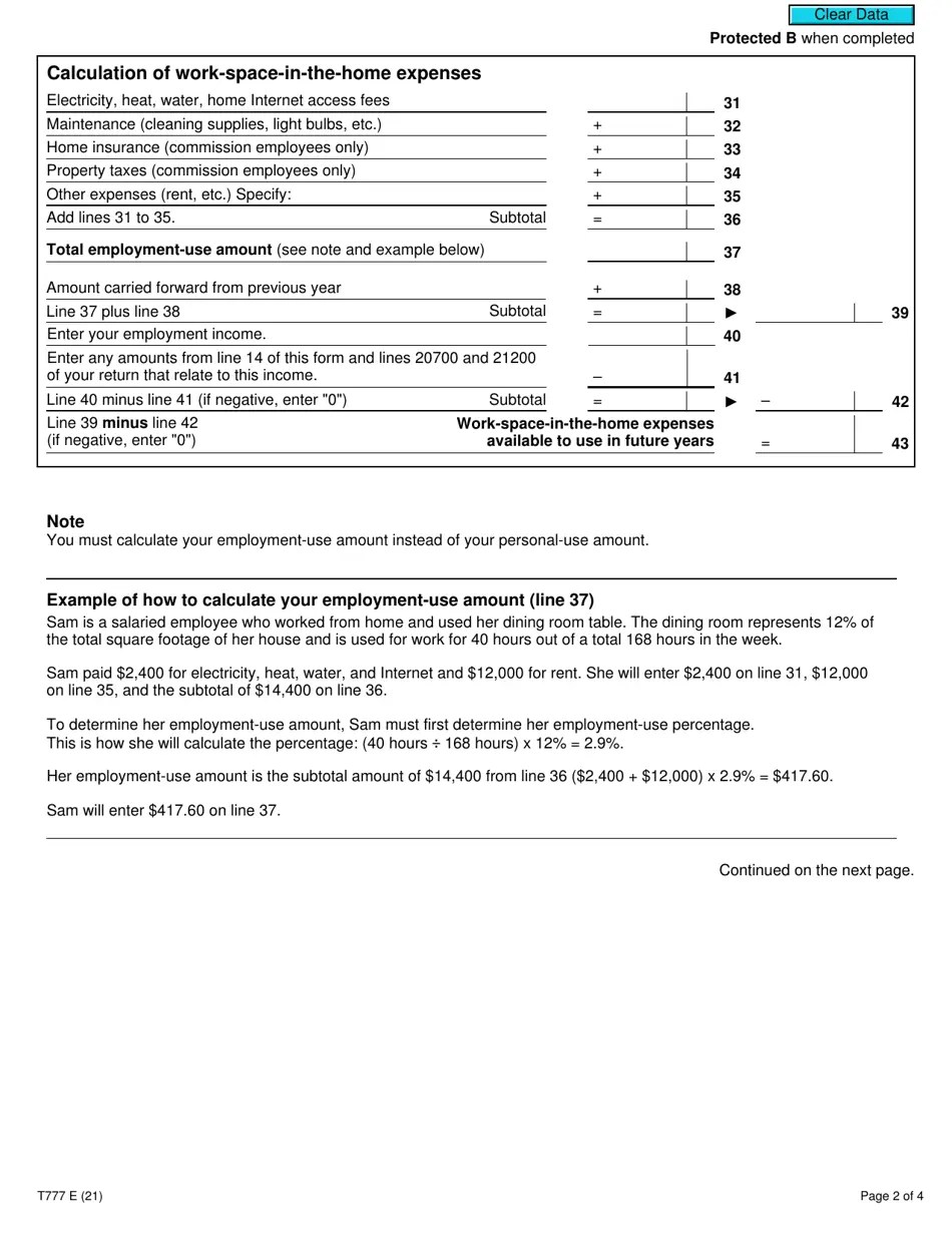 Form T777 Fill Out, Sign Online and Download Fillable PDF, Canada