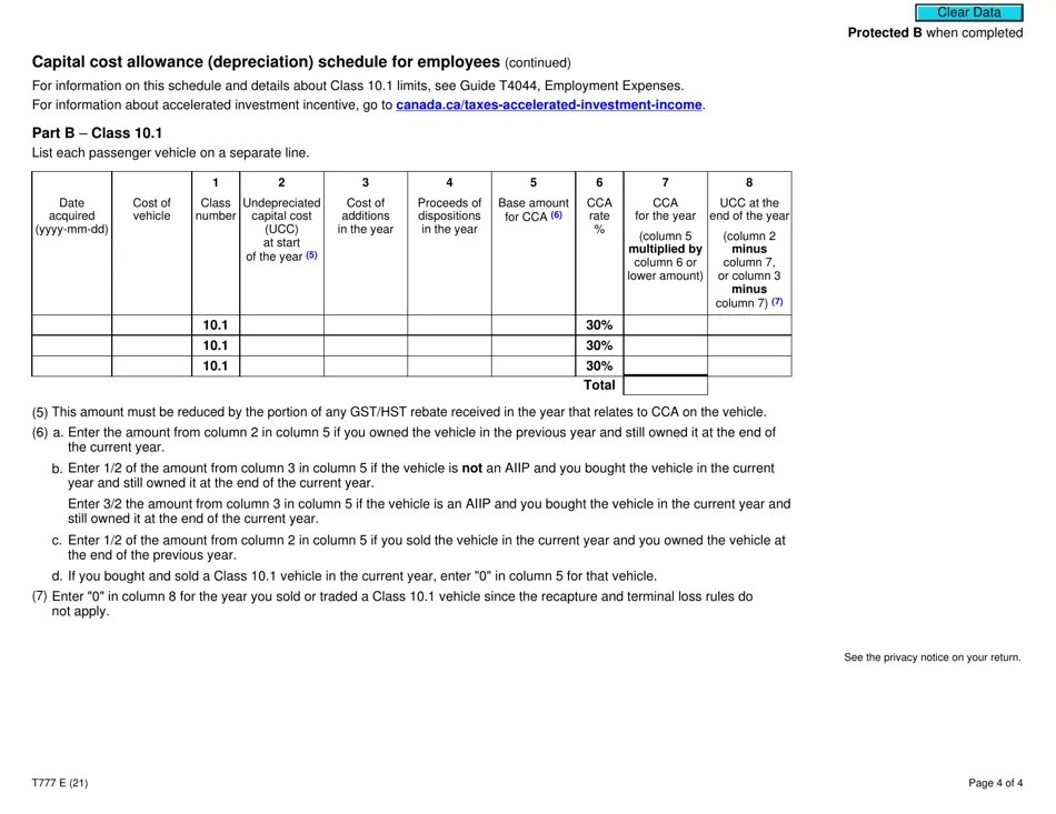 Form T777 Fill Out, Sign Online and Download Fillable PDF, Canada