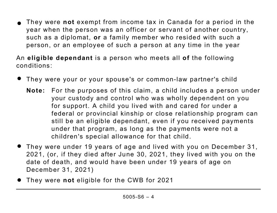 Form 5005S6 Schedule 6 Download Printable PDF or Fill Online Canada