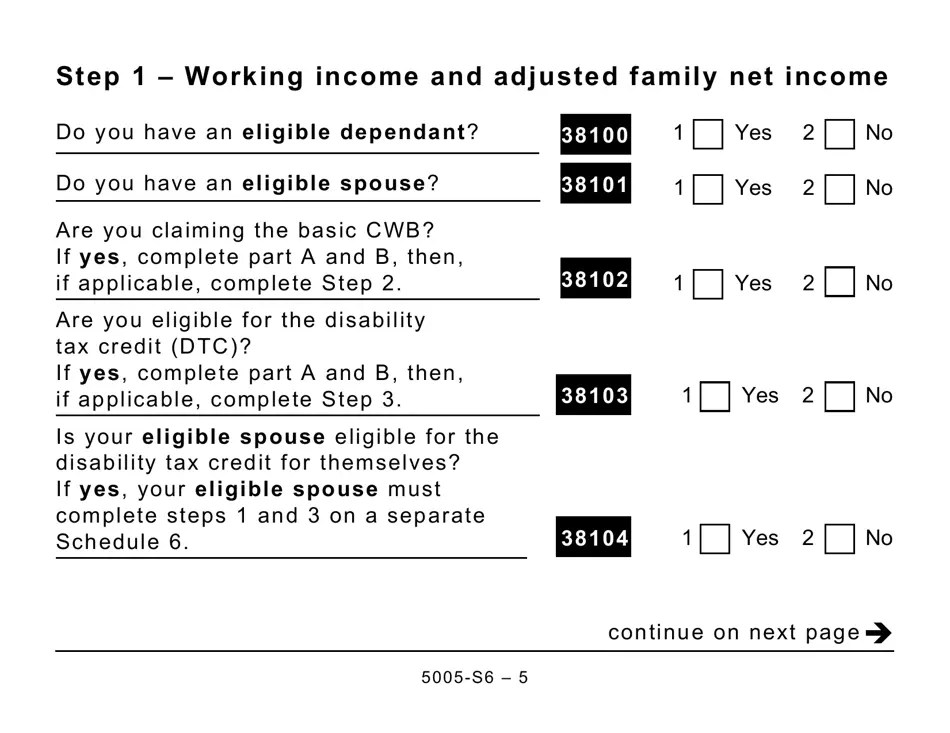 Form 5005S6 Schedule 6 Download Printable PDF or Fill Online Canada