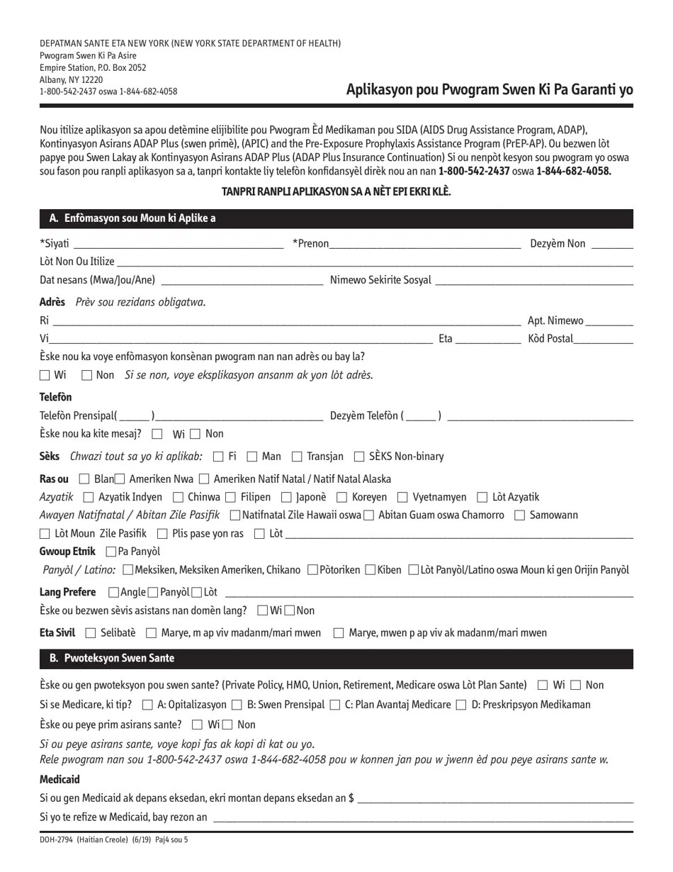 Form DOH2794 Fill Out, Sign Online and Download Printable PDF, New