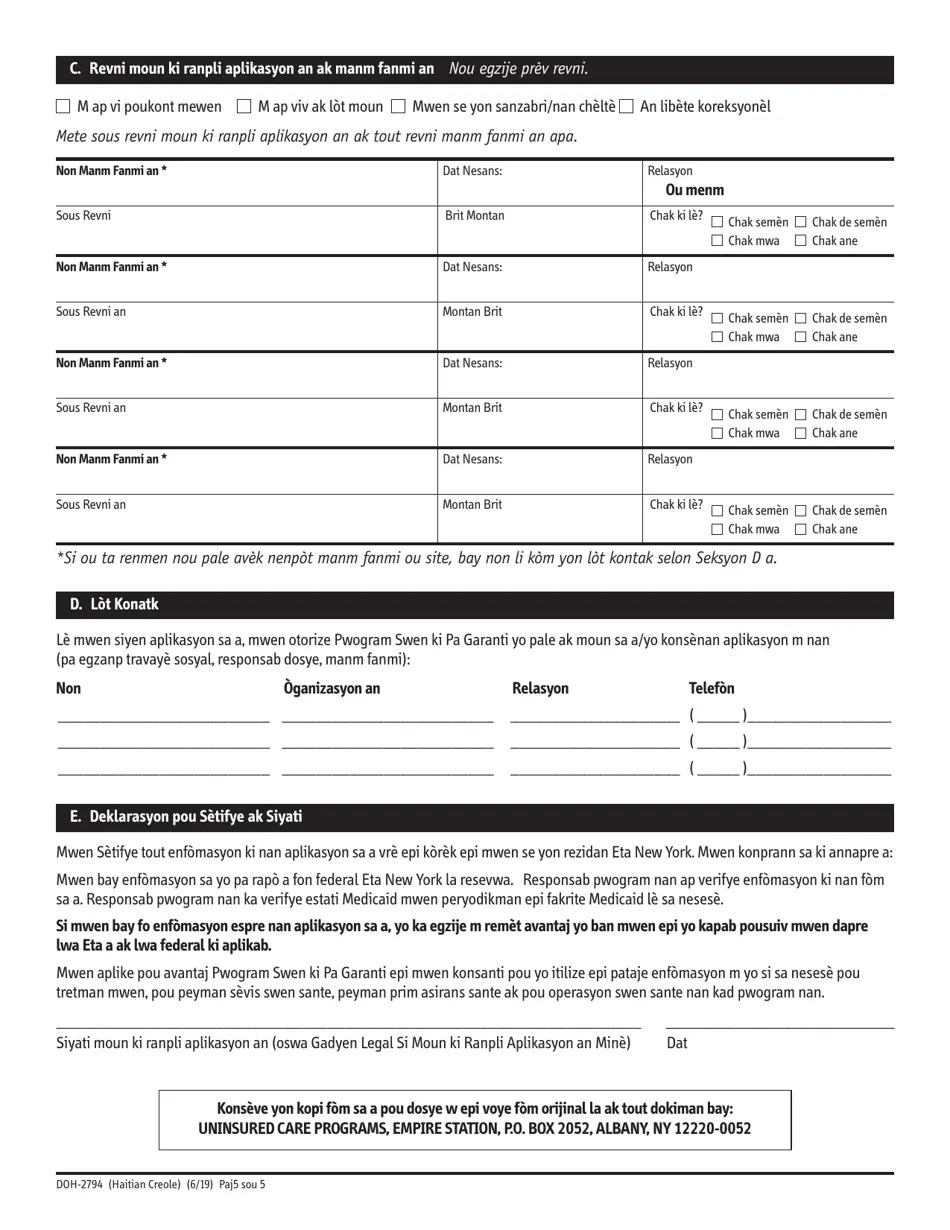 Form DOH2794 Fill Out, Sign Online and Download Printable PDF, New