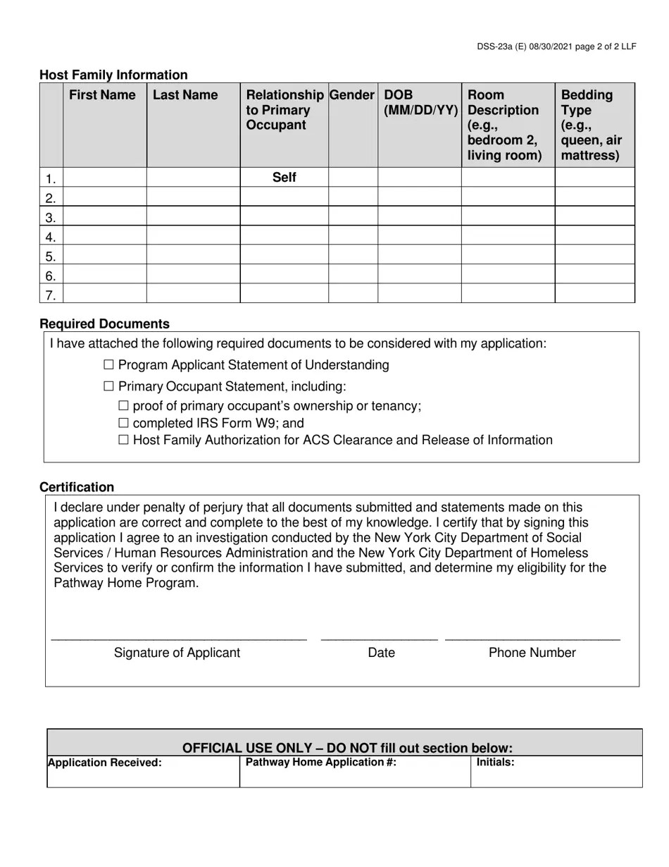 Form DSS23A Fill Out, Sign Online and Download Printable PDF, New
