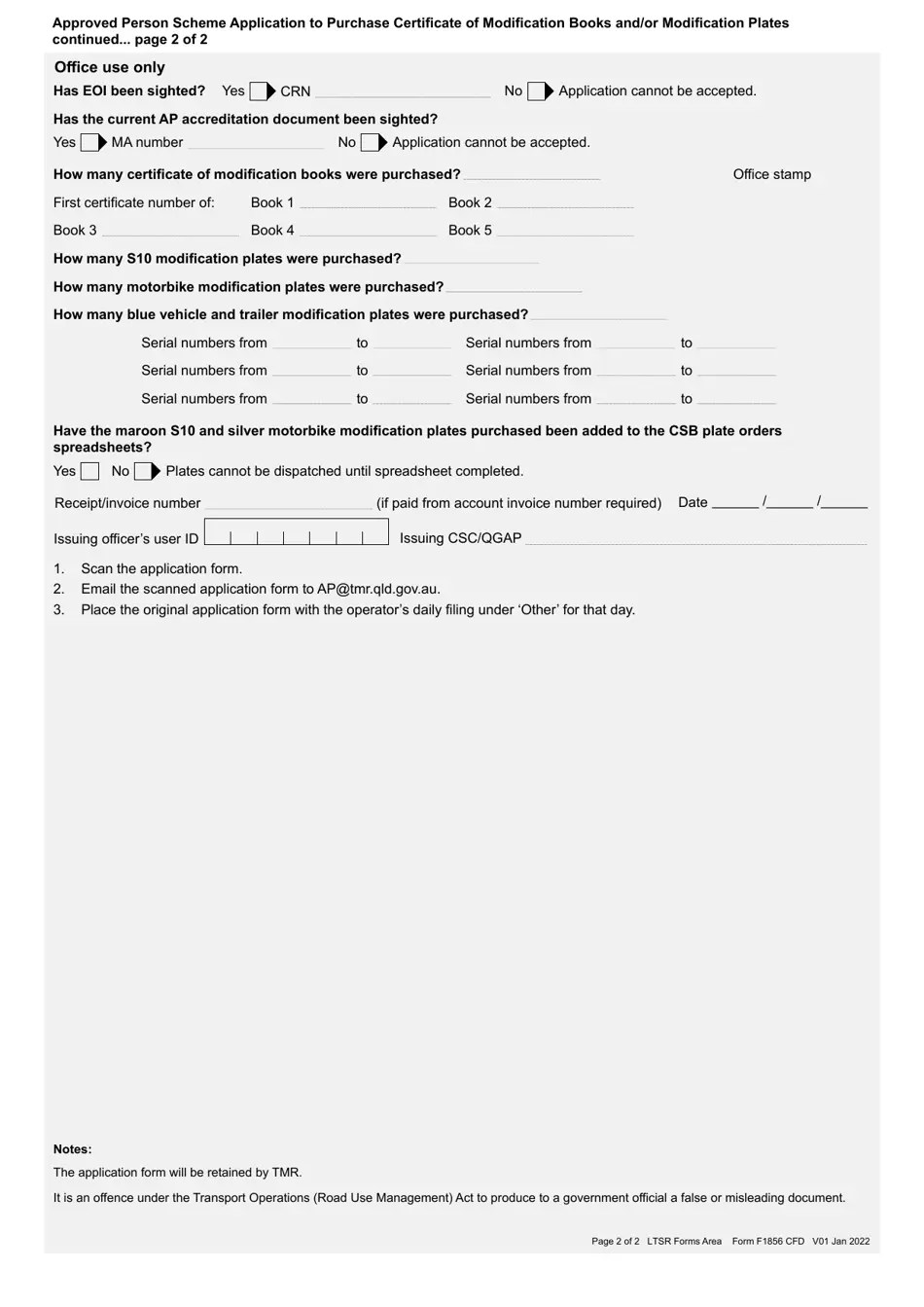 Form F1856 Download Fillable PDF or Fill Online Approved Person Scheme