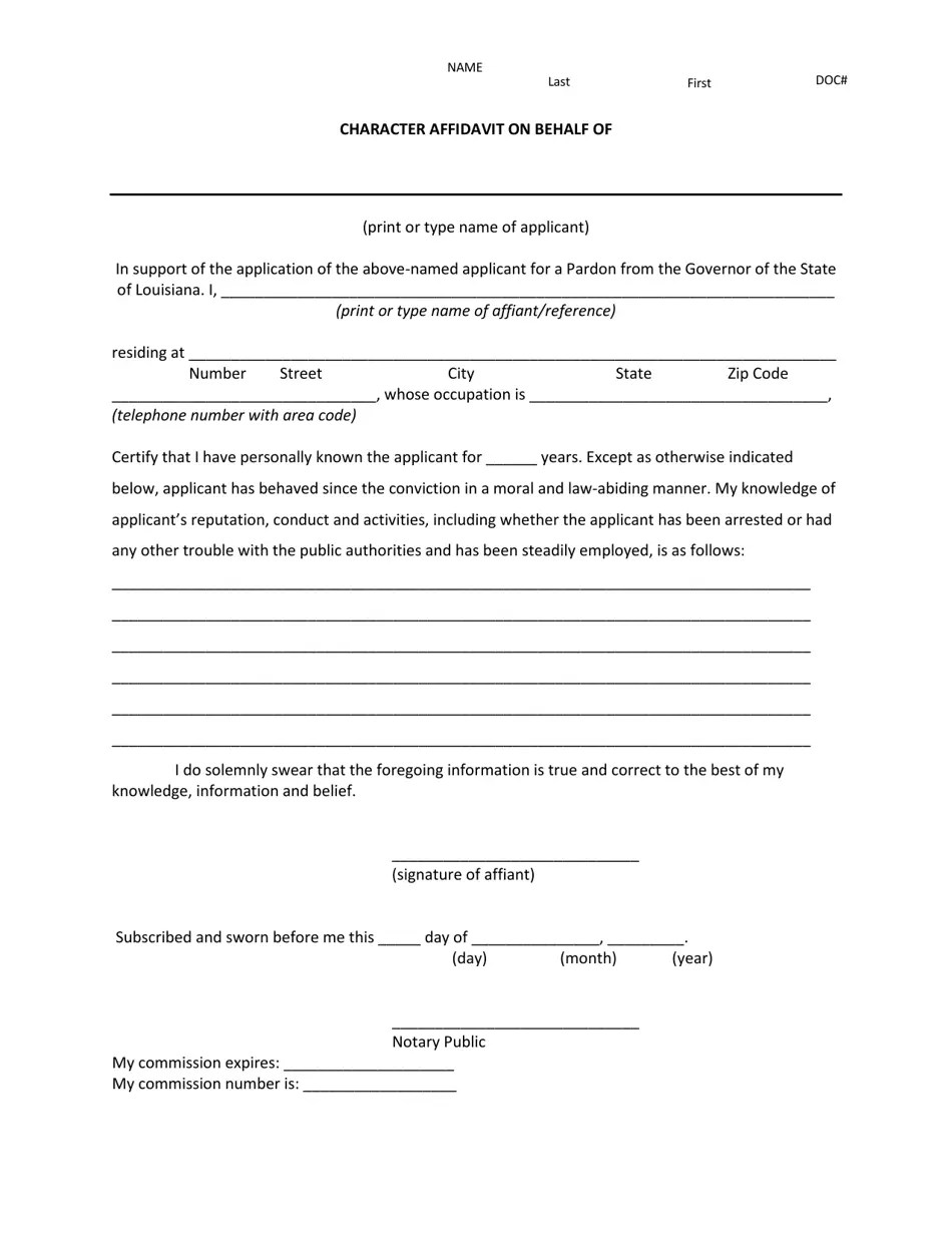 Louisiana Application for Pardon Consideration Fill Out, Sign Online